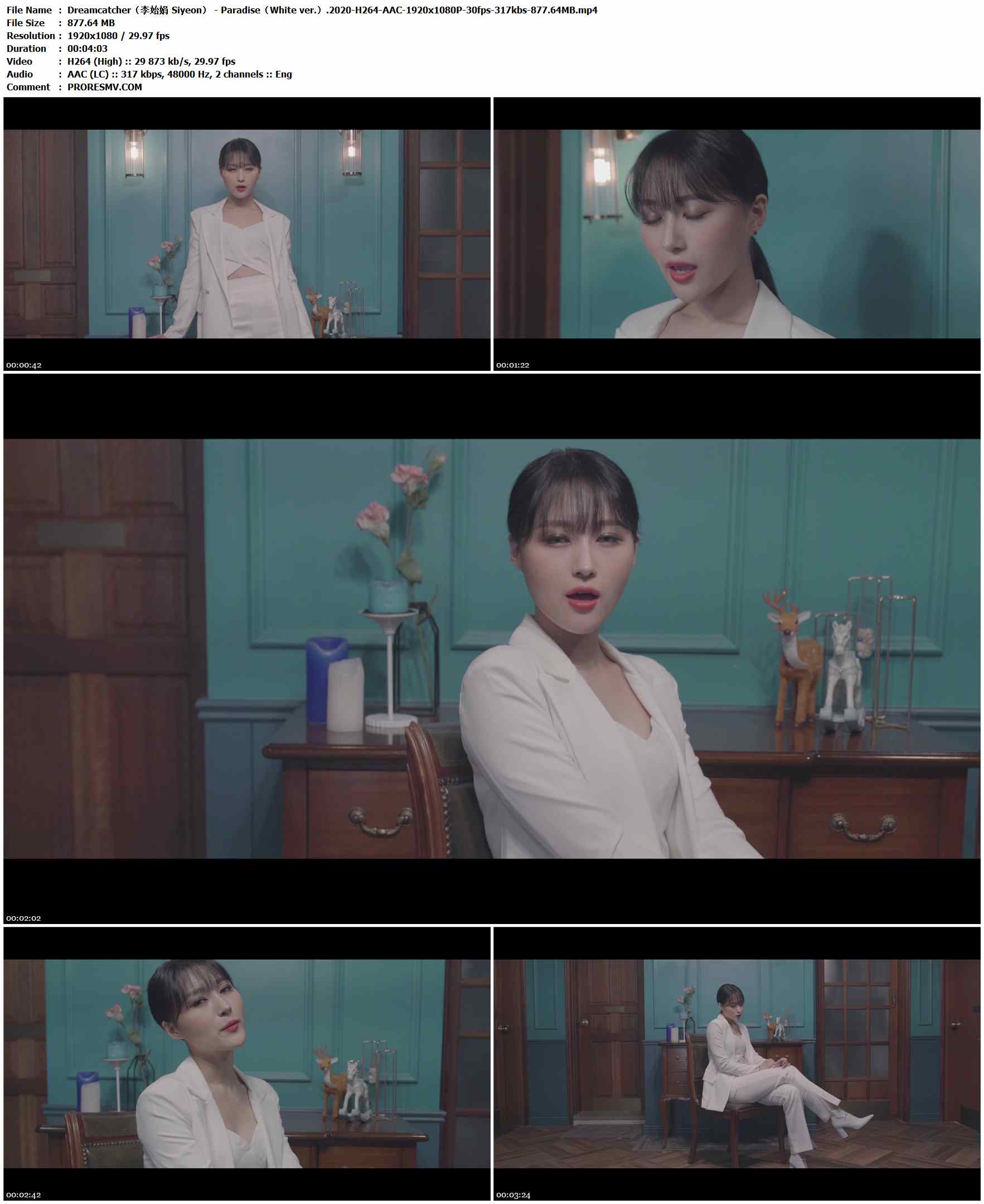 Dreamcatcher（李始娟 Siyeon） - Paradise（White ver.）.2020-H264-AAC-1920x1080P-30fps-317kbs-877.64MB官方MV_高清MV